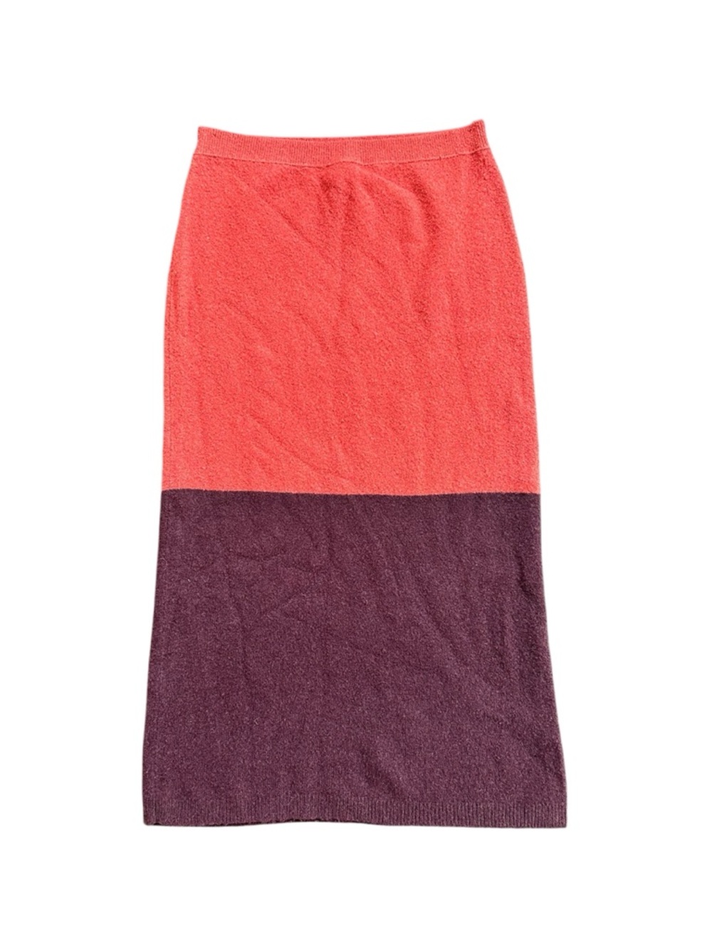 Free People Colorblock Knit Skirt Size L Pink Burgundy Midi Cozy